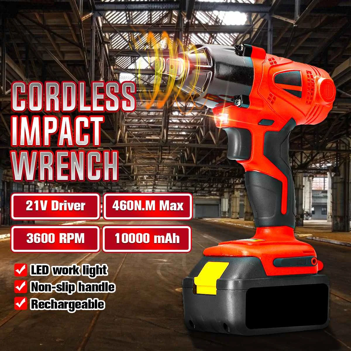 

1/2'' 88VF 10000mAh Electric Brushless Cordless Impact Wrench Rechargeable Drilling Driver 460 Nm for Makita Battery Accessories