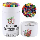 Художественные маркеры, ручка с двойным наконечником, кисть для раскрашивания, акварельные ручки для каллиграфии, рисования скетчей, книжки-раскраски, Канцтовары