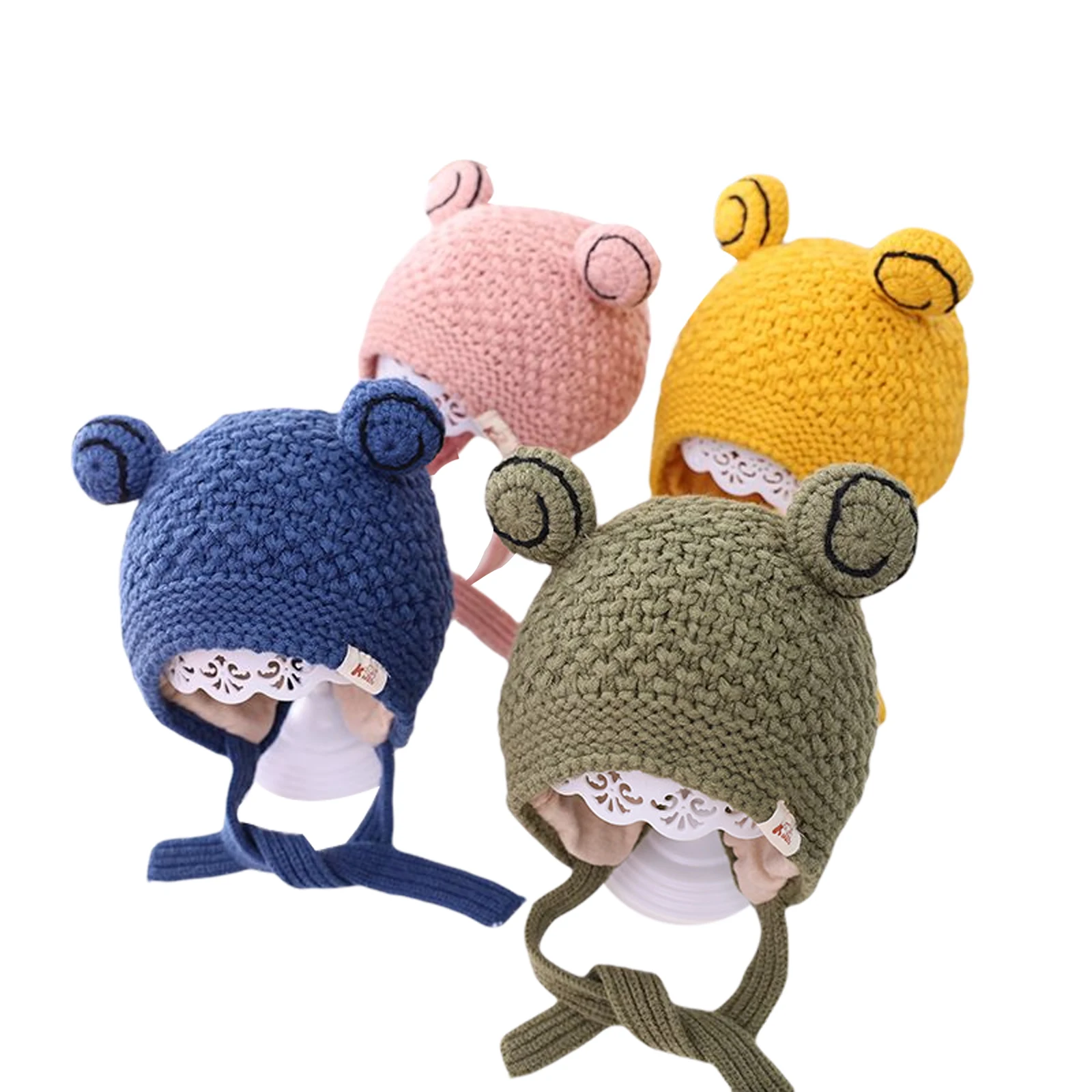 

1-4Y Infant Kids Baby Girls Boys Knitted Hats Ears Caps Photography Props Winter Warm Adjustable Beanies