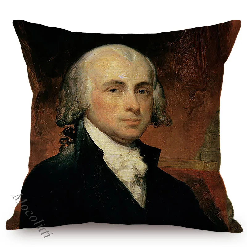 Наволочка из хлопка и льна с изображением известного персонажа Джордж Вашингтон