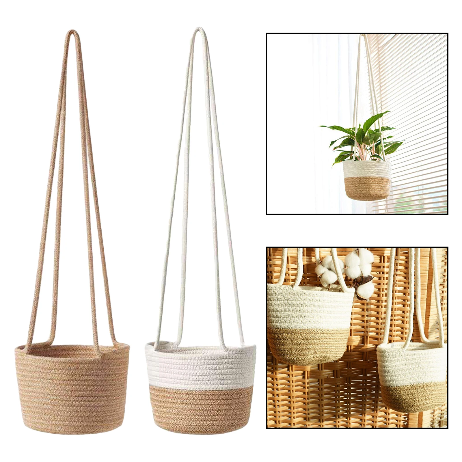 

Hand Weave Rope ing Basket Garden Planter Flowers Pot Holder Kitchen Home ing Storage Basket