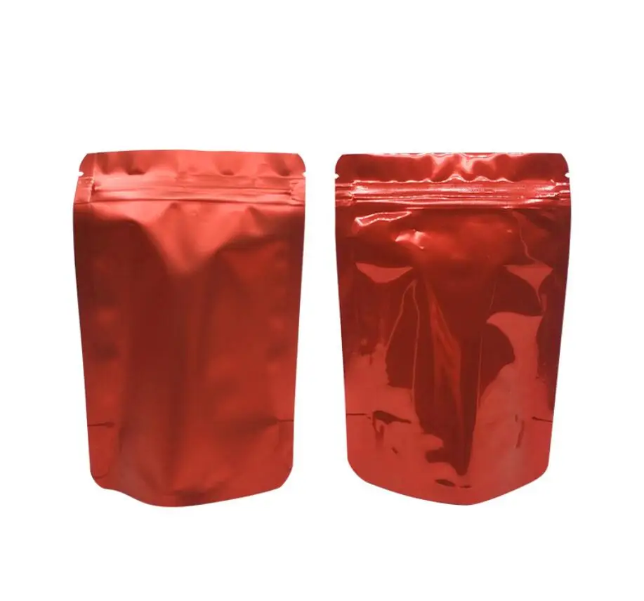 

100pcs Stand Up Zip Lock Foil Plastic Bags Thick Zipper for Nuts Fruit Snack Food Beans Retail Packaging Poly Bag