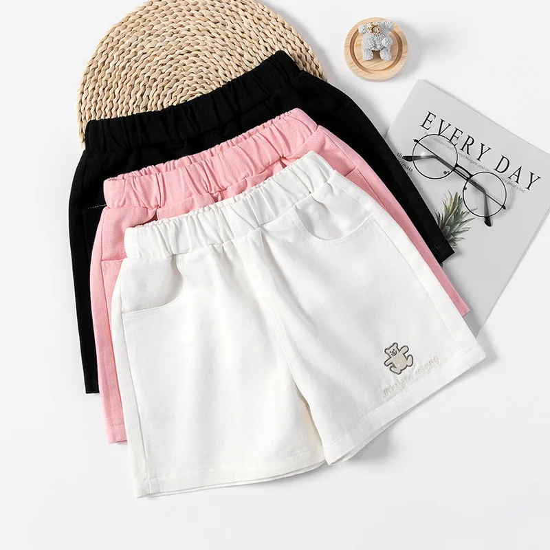 Джинсовые шорты с вышивкой для девочек летние детские свободные Популярные