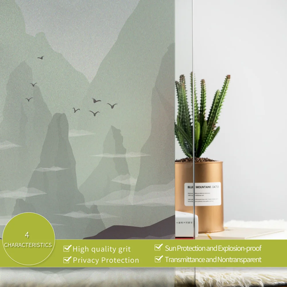 Витражная статическая пленка для окна матовая непрозрачная стеклянная наклейка