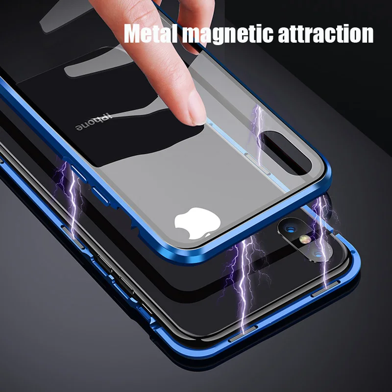 Магнитный адсорбционный металлический чехол для телефона iPhone 6S 8 7 Plus X