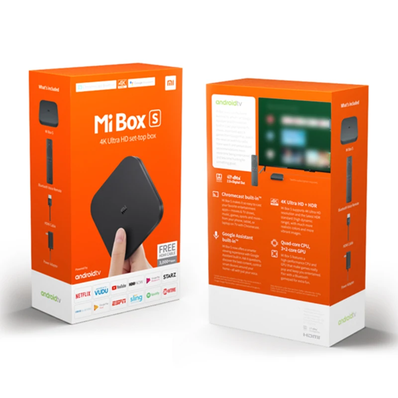 Глобальная версия Xiaomi Mi TV Box S 4K Ultra HD Android 9 0 2 ГБ + 8 Гб WiFi Google Cast Smart Control Set Top Media