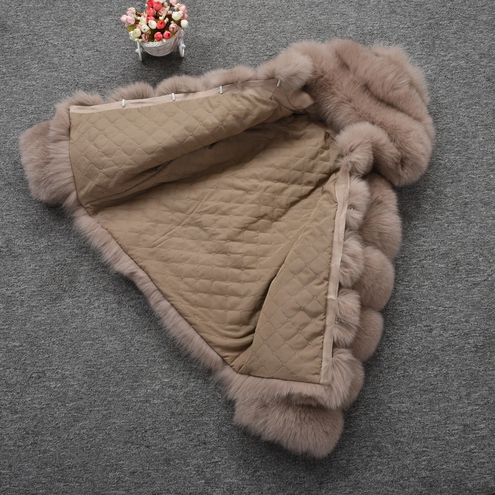 Jancoco Max Женские пальто с натуральным лисьим мехом и капюшоном модный стиль Меховая куртка высокого качества Зимняя теплая S7254
