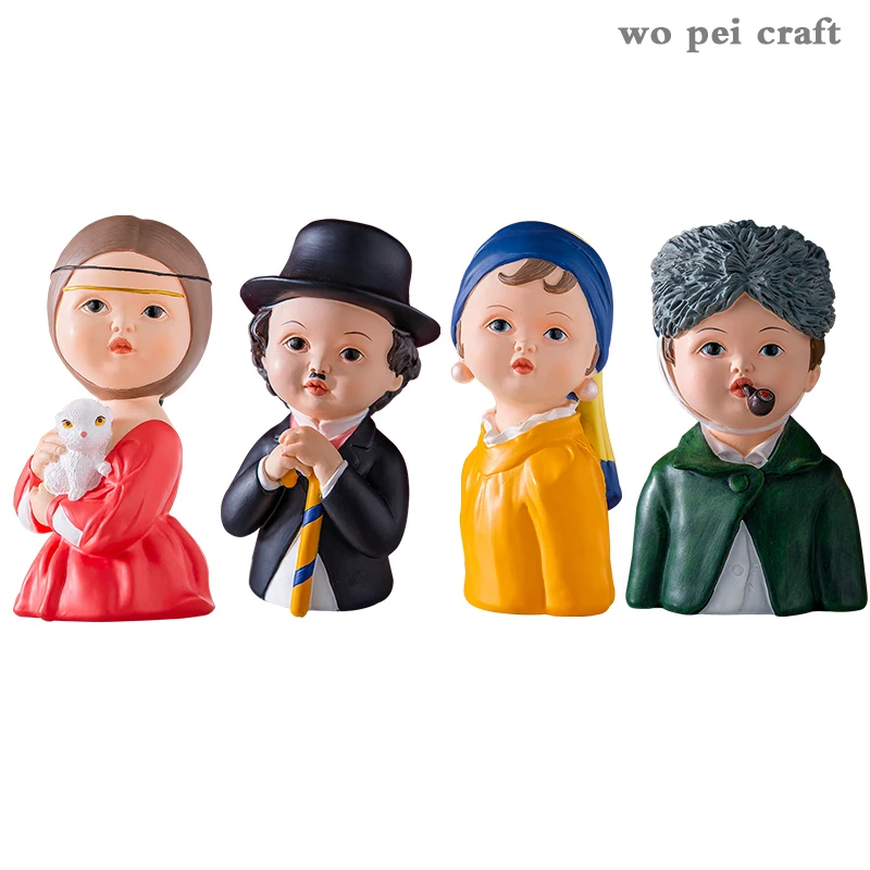 

Cartoon Character Resin Portraits Bust Statue Desk Decoration Miniature Figurines Painted Crafts Ornaments Home Decor Modern