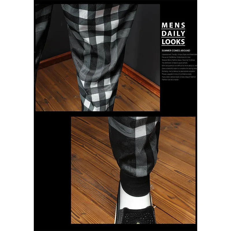 

2021 Summer New Men's High-end Fashion Business plaid print casual pants