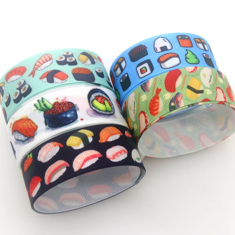 

DHK 50yards Sushi Printed Grosgrain Ribbon Accessory Hairbow Headwear Decoration DIY Wholesale Craft S1611