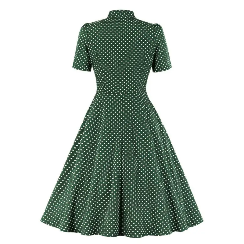 

New Womens Slim A-Line Dress Short Sleeve Polka Dot Comfy Tunic Cosy Sundress UK