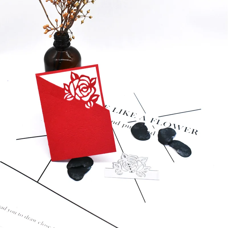 

Rose flower die cut for invitation card making embossing scrapbooking decoration