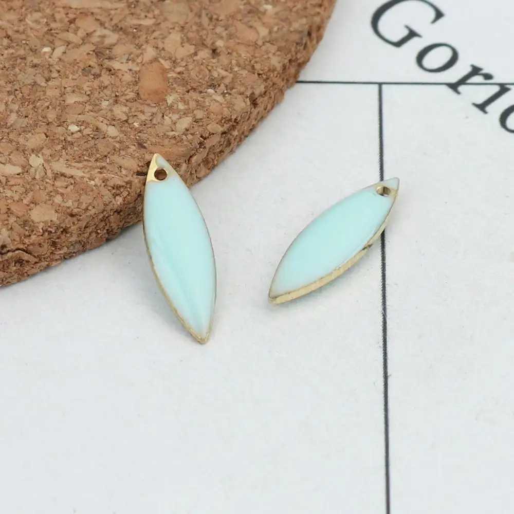 

DoreenBeads Hot Fashion Copper Enamelled Sequins Charms Pendants Brass Color Red Marquise Style Jewelry DIY 16mm x 5mm, 10 PCs