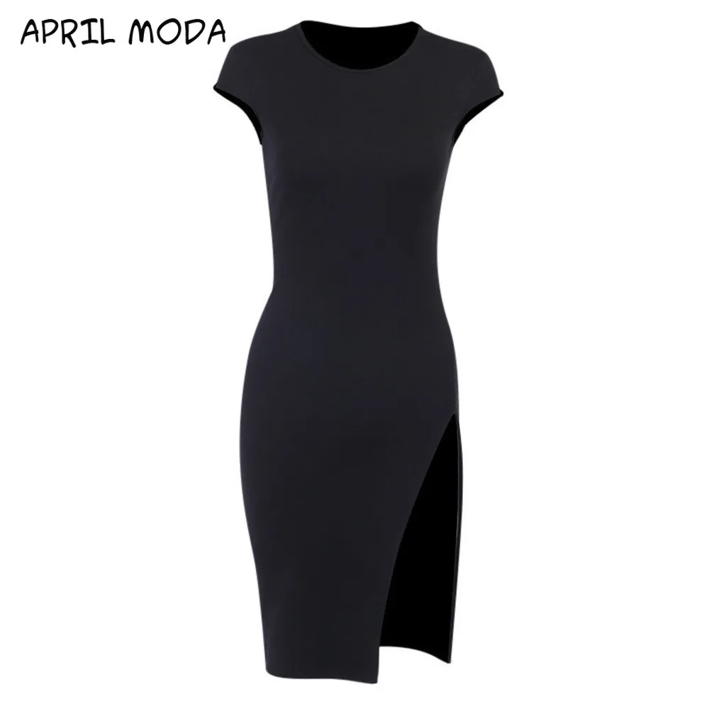 Модное Повседневное платье с рукавами крылышками асимметричное круглым вырезом