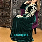 Aixiangsha зеленый бархат марокканский кафтан вечернее платье с поясом с аппликацией в виде Алжира в натуральную величину костюм платье знаменитости De Soiree Вечерние