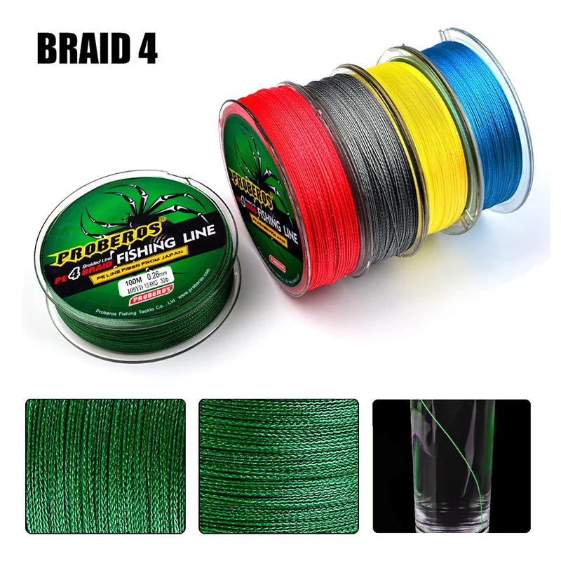 

100M 4 Strands Braided Fishing Line Super Strong Multifilament Braided Wire Carp PE Fishingline Lure Fishing Accessories
