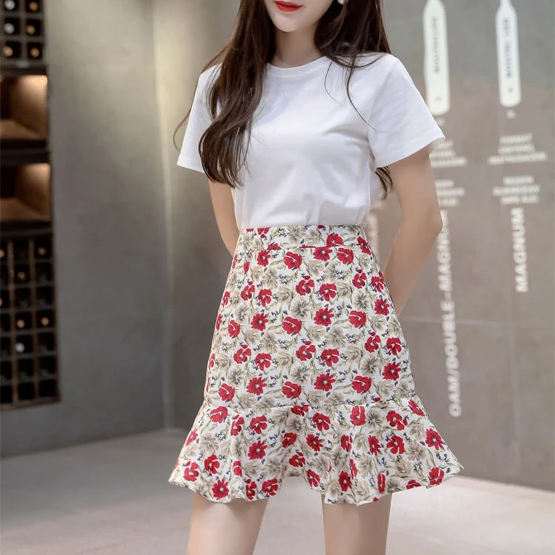 Летняя юбка с высокой талией женские повседневные юбки миди лотосом