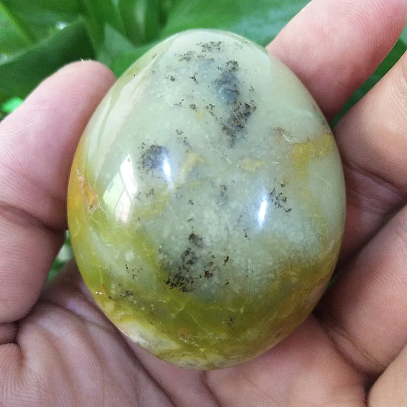 

Natural stone green opal palm Energy meditation brain chakra healing crystal