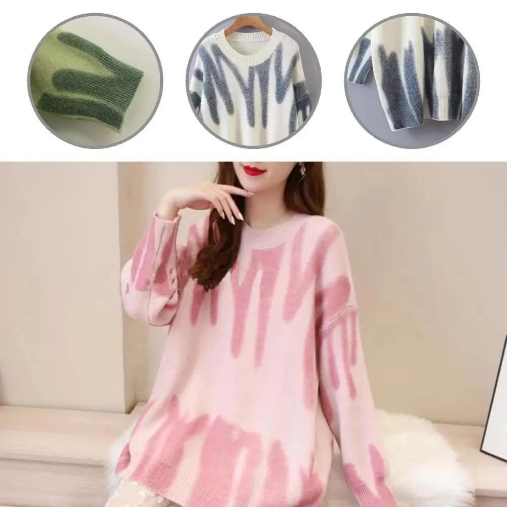 

Теплый Стильный теплый пуловер с круглым вырезом, свитер, водостойкий вязаный пуловер свободного кроя для повседневной жизни