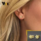 Женские серьги-гвоздики в виде снежинки Vnox, золотистые маленькие серьги из нержавеющей стали, элегантные минималистичные украшения для ушей для девушек