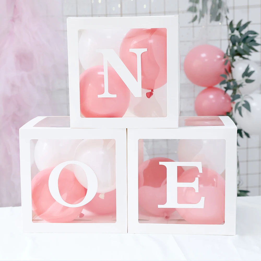 

Baby 1st Birthday Decorations First Birthday Balloon Boxes with ONE Letter for baby shower Boy Girl 1 Year Old Birthday Backdrop