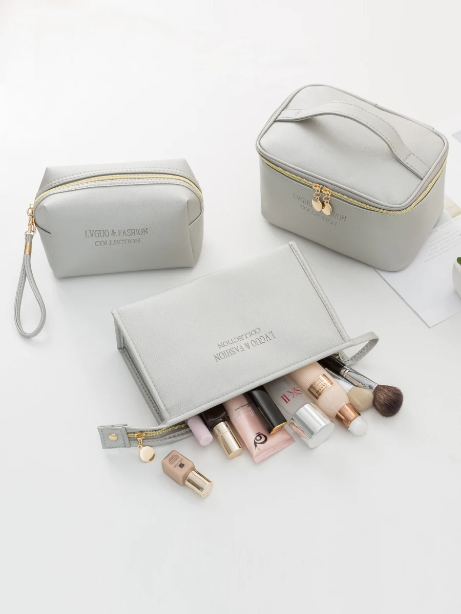 Большая сумка для хранения косметики домашняя организация Розовый матовый