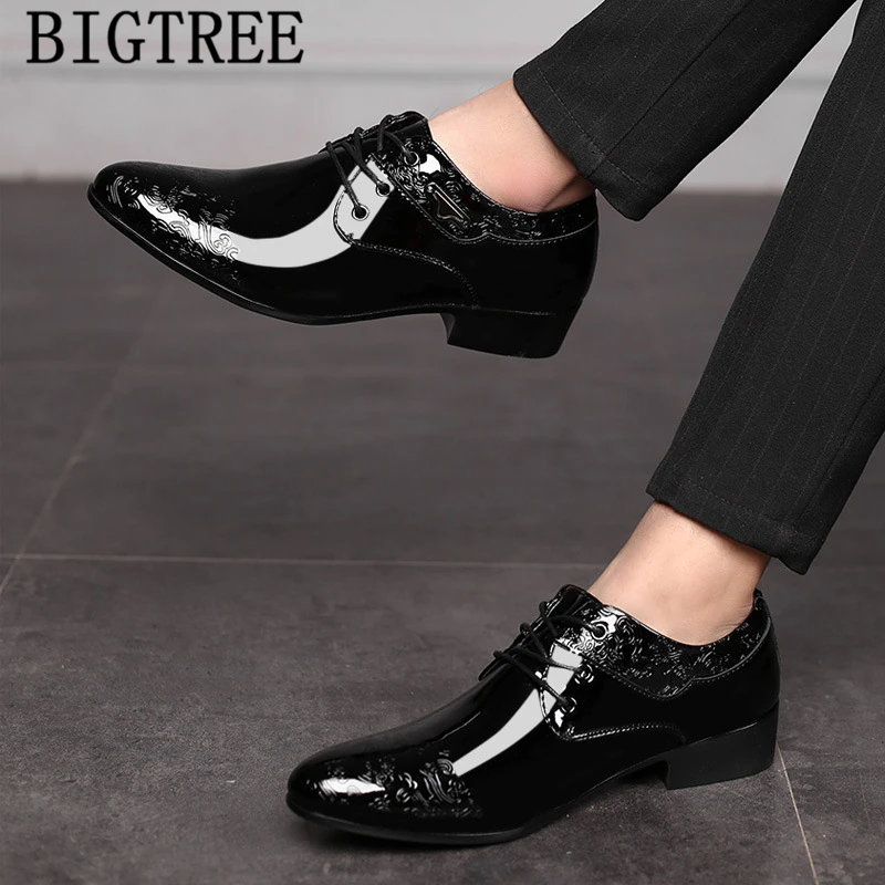 Туфли мужские из лакированной кожи классические свадебные туфли для выпускного