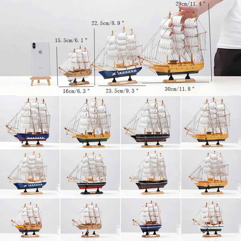 Деревянное Средиземноморское парусное украшение в виде лодки винтажная модель