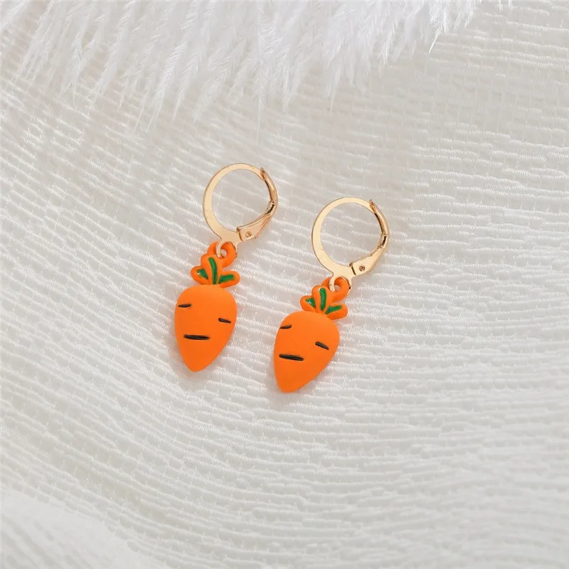 2020 Korean New Fruit Vegetable Drop Earring Alloy Strawberry Watermelon Carrot Earrings Fashion Dangle Jewelry | Украшения и