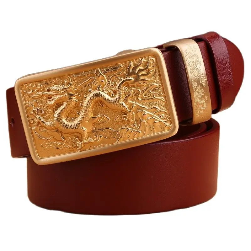 Мужской ремень с пряжкой dragon из 100% натуральной кожи 2020 см красный черный кофейный