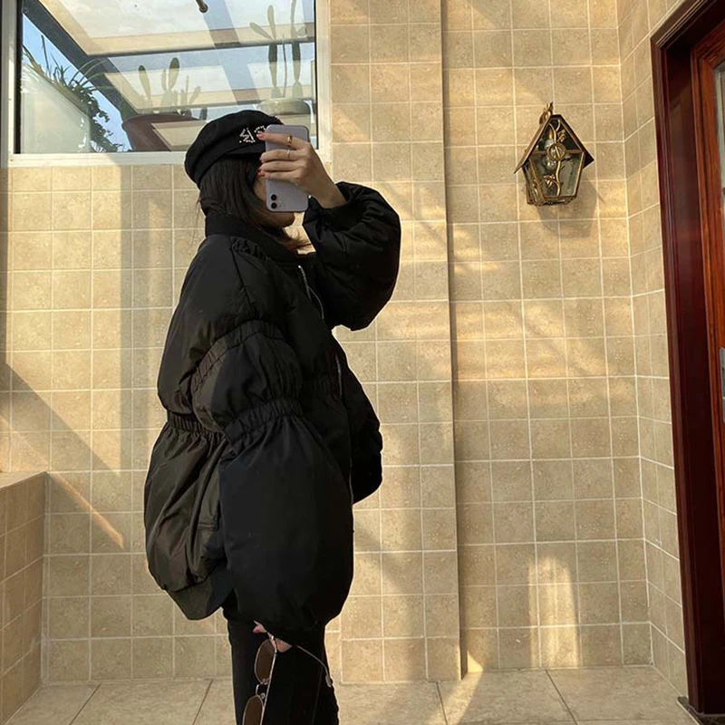 TWOTWINSTYLE повседневное женское хлопковое пальто с рюшами стоячий воротник фонарь