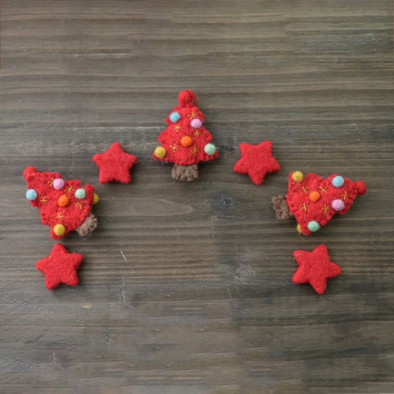 

50LE 7 Pcs Baby Wool Felt Cute Christmas Tree Stars Set Newborn Photography Props Decorations Infant Photo Shooting Accessory