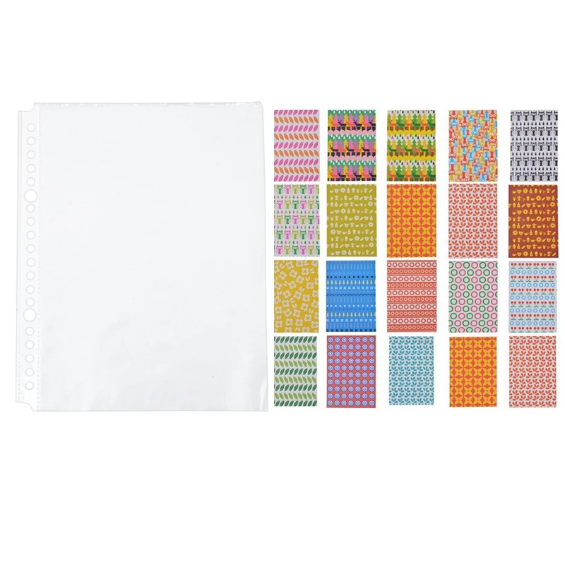 

200 Pcs A5 Clear Punched Pockets & 20 Pcs New Cute Films Photo Cute Diary Stickers