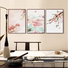 Настенная картина в японском стиле с изображением вишневого цветка, весеннего розового цветка, постер на холсте для гостиной, украшение для дома для девочек