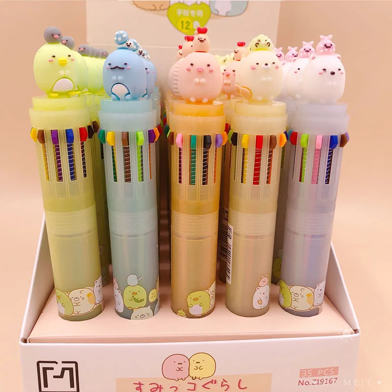 

35 шт./лот милая Шариковая ручка Sumikko Gurashi 12 цветов шариковая ручка Мультяшные шариковые ручки для школы офиса письменные принадлежности Канц...