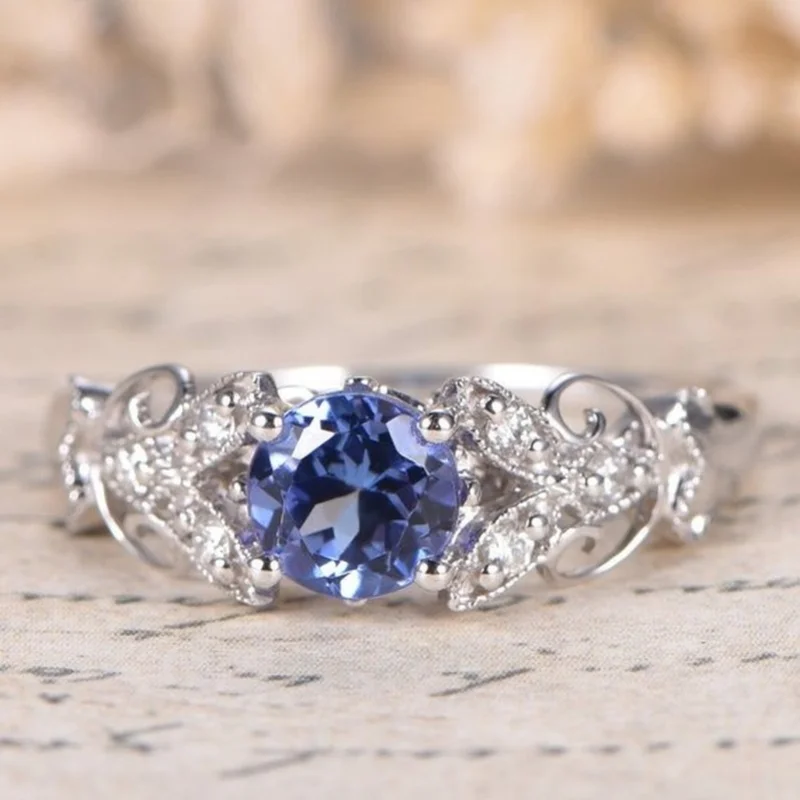 

Fashion Blue Diamond Engagement Wedding Anniversary Women's Ring Size 6-10