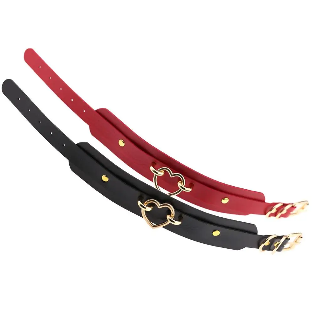 

Women's Nightclub Sexy Black Necklace Gothic Punk Short Necklace Cosplay Jewelry PU Clavicle Chain Peach Heart Necklace