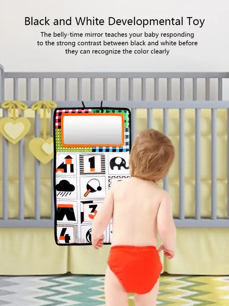 Baby Magic Mirror Toy Rearview Foldable Pendant Fun Decor Black And White Haha For Babies Kid Exercise | Игрушки и хобби