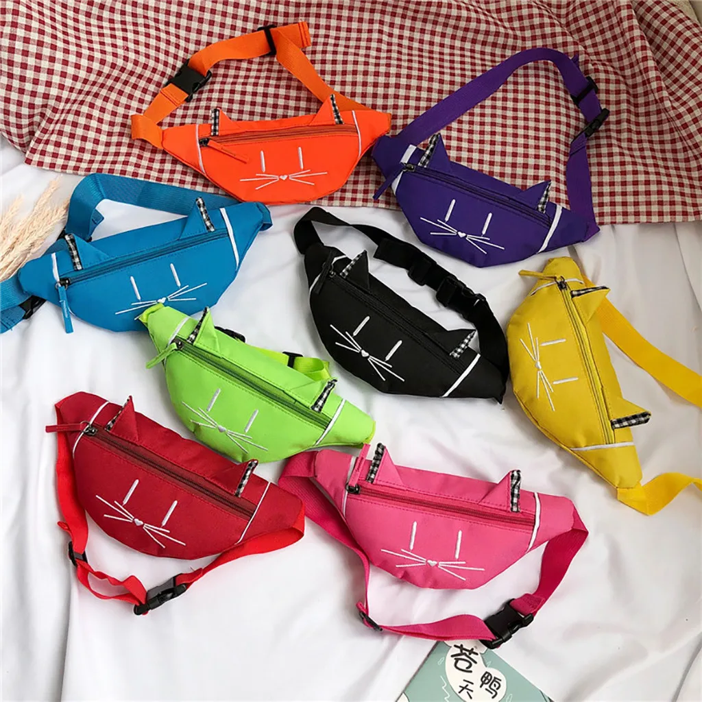 Женская мини-поясная сумка fanny pack с милыми кошачьими ушками nerka модная нагрудная