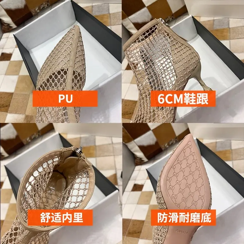 

2020 summer new fashion wild high-heeled sandals pointed short tube sandals tide temperament fine heel zipper women's shoes X084
