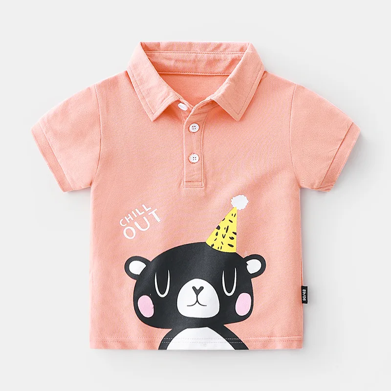 Рубашка-поло для маленьких мальчиков Детские однотонные топы с отложным