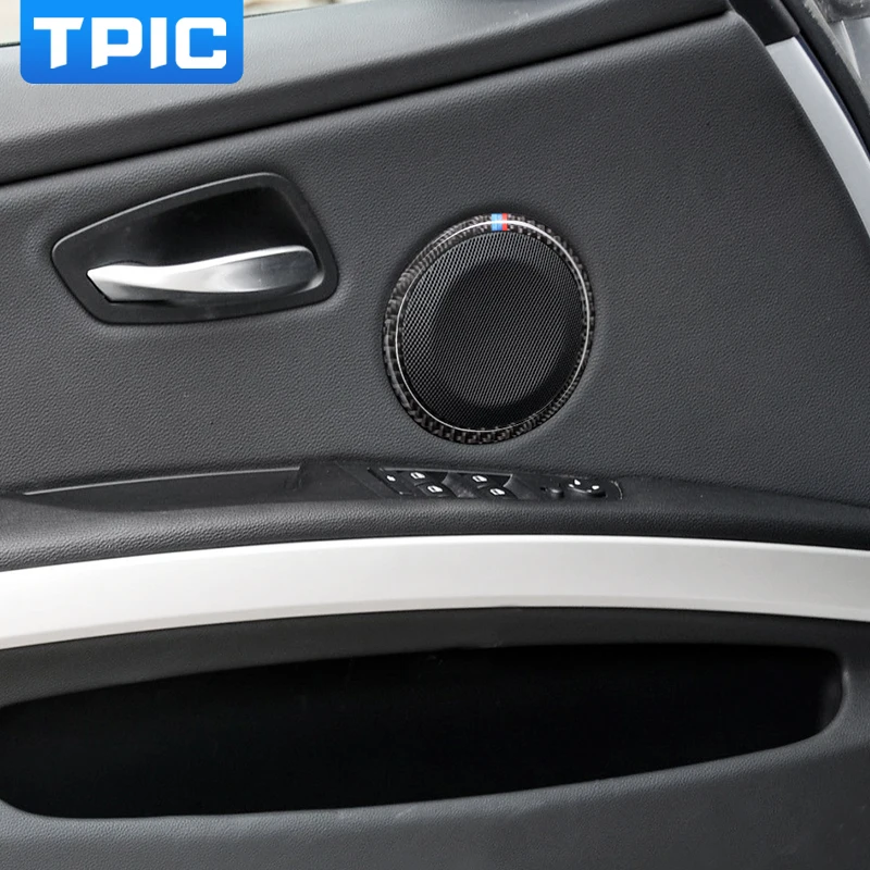 

Carbon Fiber Car door Speaker Decorative Circle Sticker Loudspeaker Trim Car Styling For BMW E90 320i 325i E84 X1 Accessories