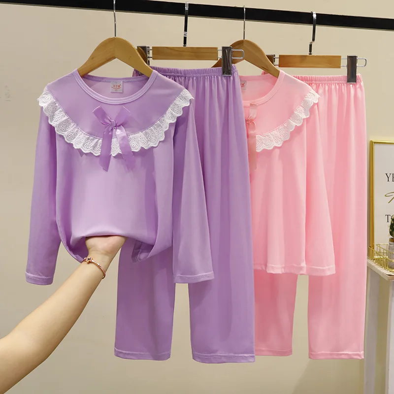 

Весенний пижамный комплект для девочек 2022, пижама с мультяшным рисунком для детей 1-14 лет, домашняя одежда для подростков, кальсоны, Детская ...