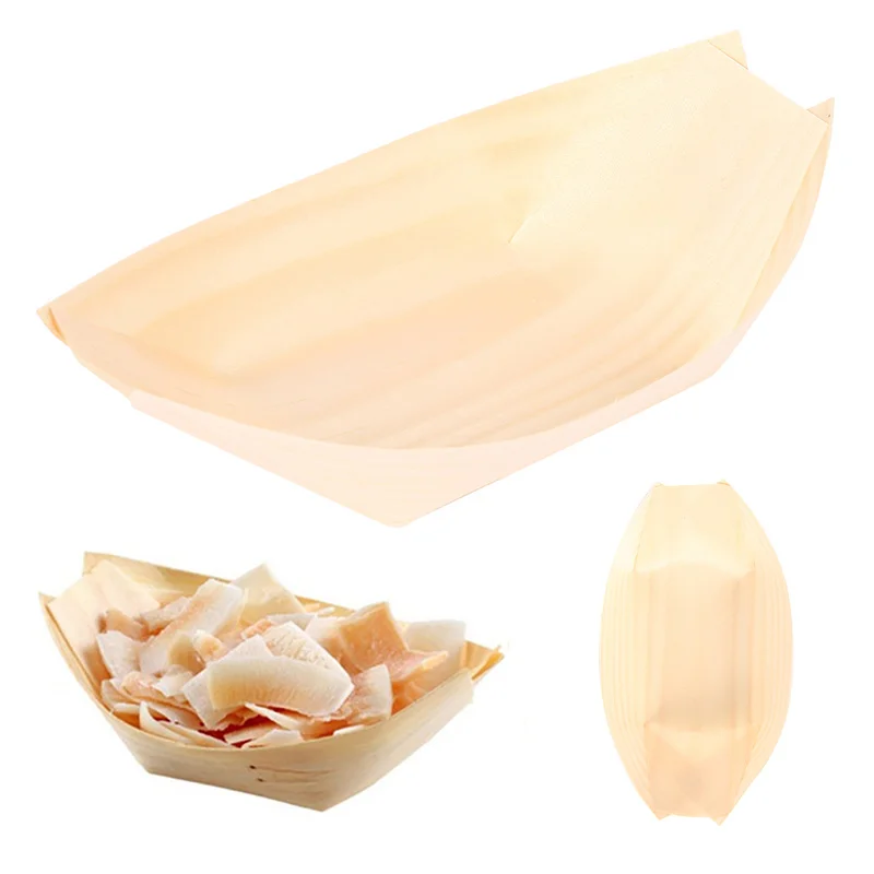 100 шт. одноразовые столовые приборы десертные тарелки Суши Лодка Корабль форма