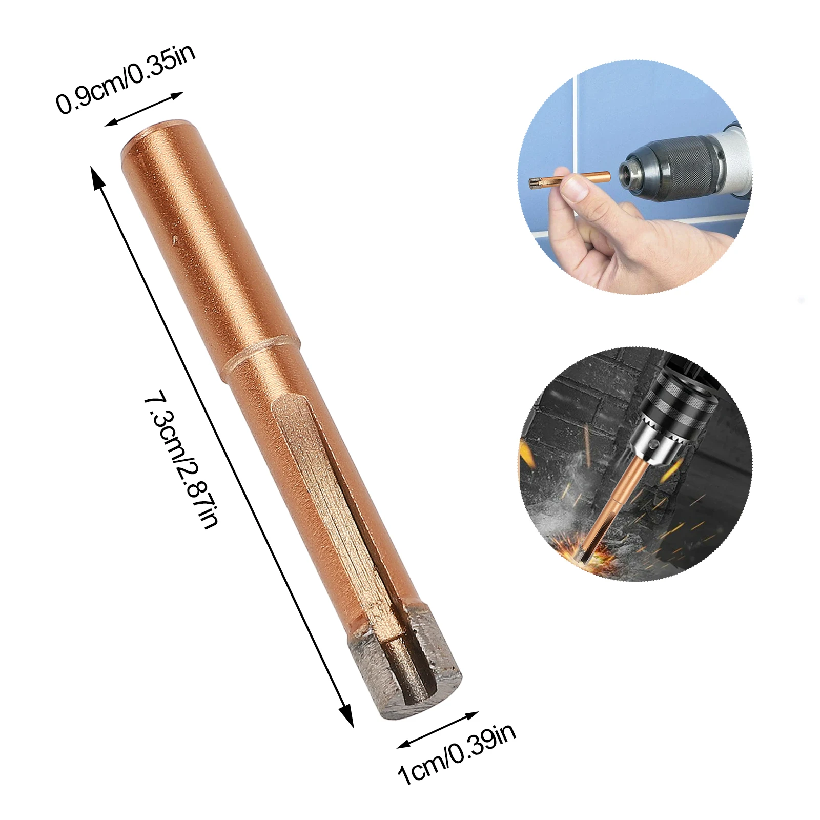 

Drill Bit Marble Hole Opener Cutting Machine Accessories 10mm High Precision Diamond Gold Tool 10×73mm Ceramic Tile Concrete