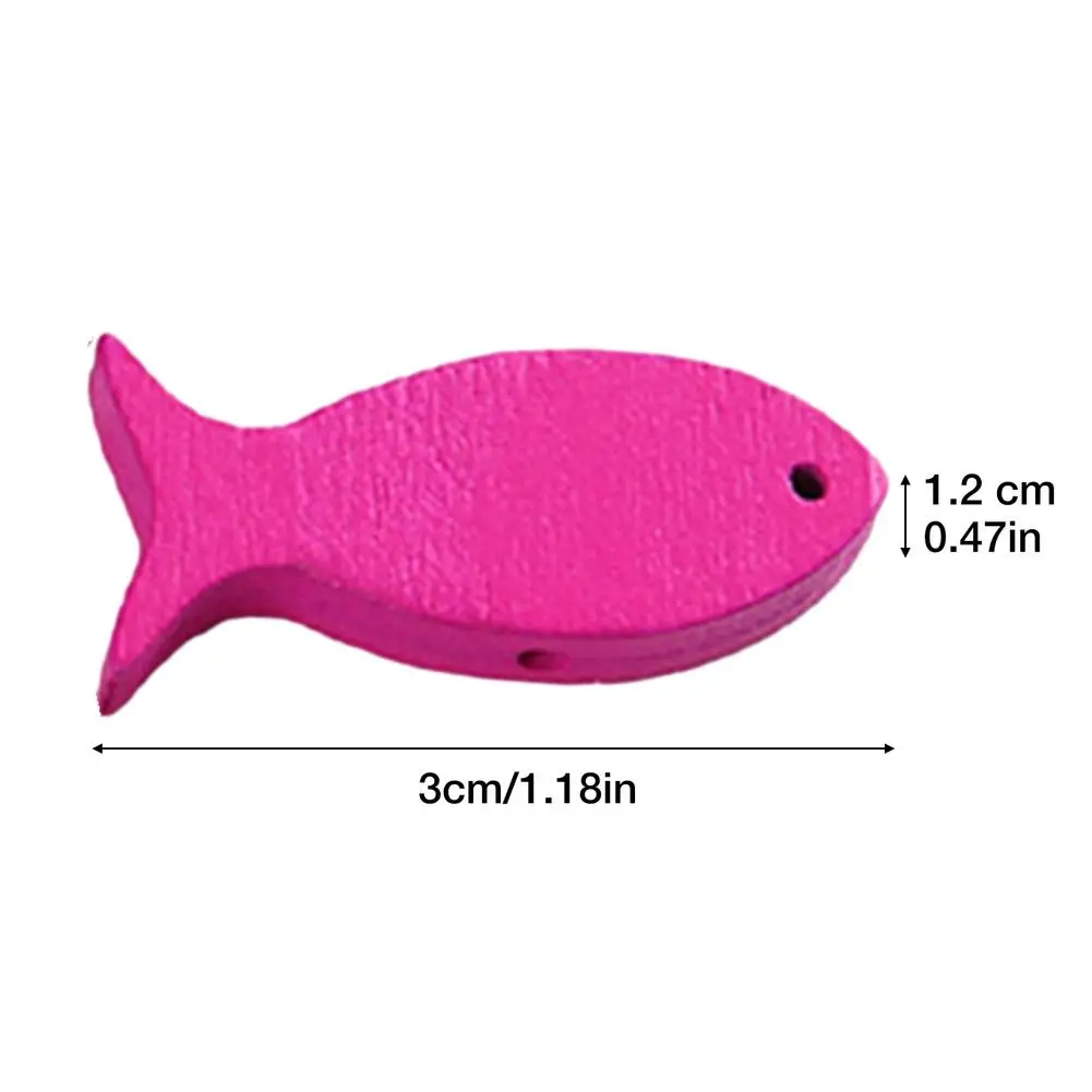 

50pcs Wooden Fish Shape Pendant Colorful Wooden Boards With Holes For Shooting Props Handmade Craft Accessories Educational Toys