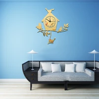 wall clock wall watches mirror acrylic quartz wall clock forest lodge decoration wall stickers living room bedroom wall decor