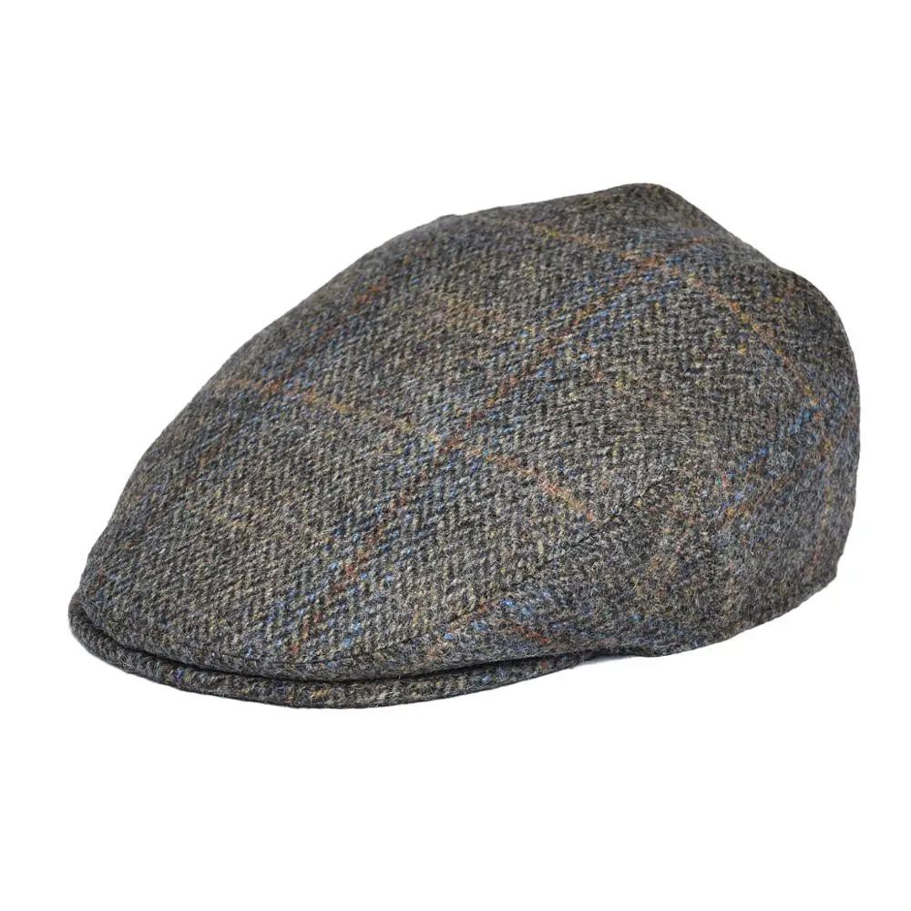 Botvela 100% Wool Ivy Cap Herringbone Flat Caps Tweed Scally Hat Bunnet Paddy Dai Cheese-cutter Newsboy Cap Driving Hats