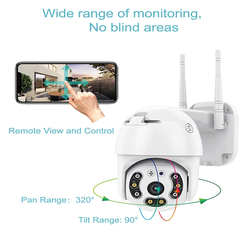 1080P Tuya WI-FI IP PTZ Камера открытый 4X цифровой зум ночное полный Цвет IP65