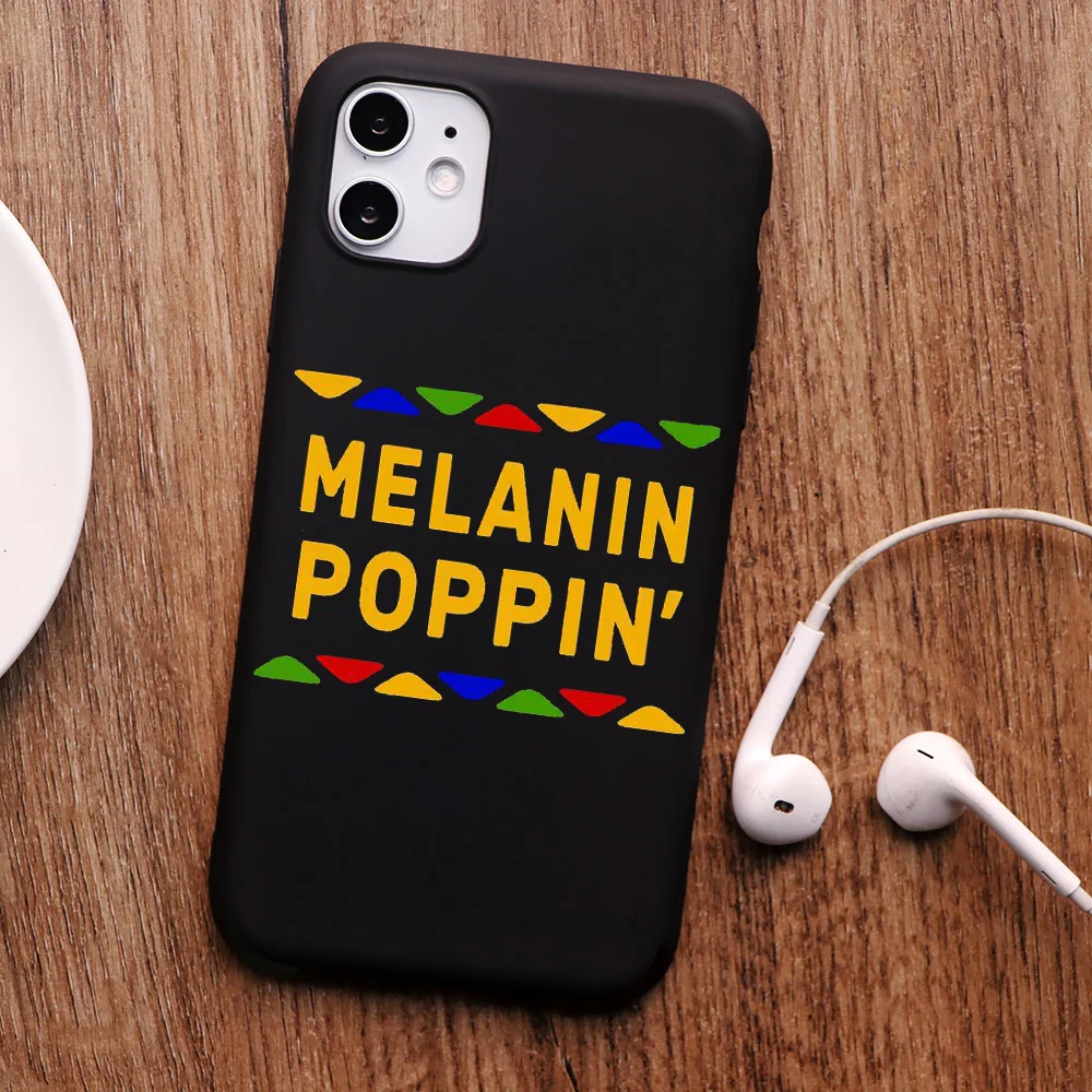 

PUNQZY Melanin Poppin Queen Case For Apple iPhone XR 11 PRO MAX 7 8 6 PLUS 5 Black Girl Magic Rock Soft TPU Case Candy Colors
